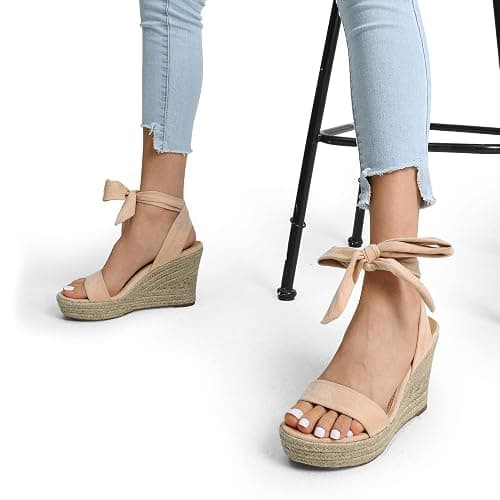 DREAM PAIRS Womens Open Toe Espadrilles Wedges Tie Lace Up Cute Ankle Strap Platform Sandals Dressy Shoes thumbnail 6