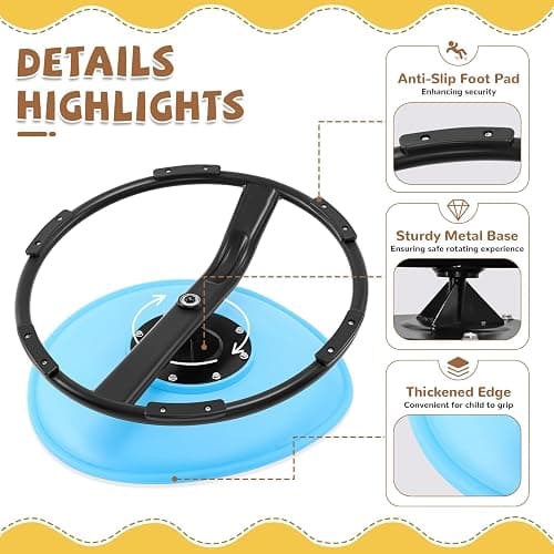 Zhenx Spinning Chair for Autistic Kids (3-18 Years), Sensory Swivel Chair for Teens with ADHD/Autism – 21×19 Inch 220LBS Weight Capacity Seat – Sit and Spin Calming Toy for Body Balance (Blue) thumbnail 6