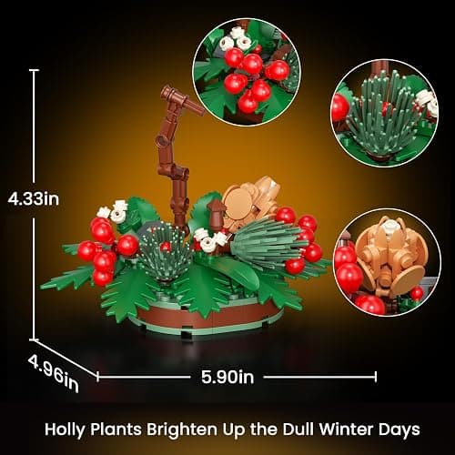JAKI Northern Cardinal Building Kit, Red Bird with Holly Plant Botanical Collection Building Toys, Relaxing Build for Nature Lovers, Home Décor for Adults Kids thumbnail 5