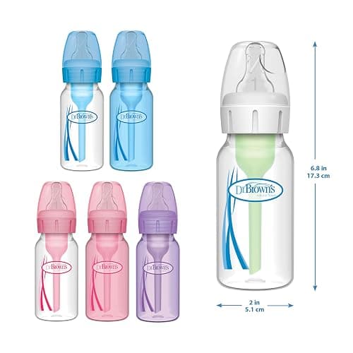 Dr. Brown's Anti-Colic Baby Feeding Set with Slow Flow Nipples, Travel Caps, Silicone Pacifier - Pink thumbnail 3