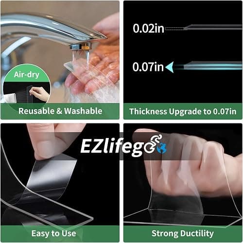 EZlifego Double Sided Tape Heavy Duty(Extra Large 16.5FT), Nano Adhesive Mounting Tape Wall Decor,Sticky Picture Hanging Adhesive Strips Poster Tape thumbnail 5