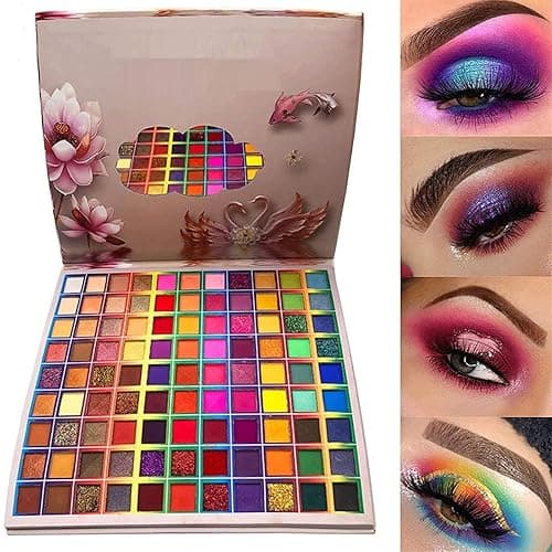 BONNIE CHOICE 99 Colors Eyeshadow Palette, Colorful Eyeshadow Palette, Professional Matte Shimmer Glitter Rainbow Makeup Pallet, Colorful Long Lasting Highly Pigmented Eye Shadow Gifts for Women - 99 Colors Rainbow