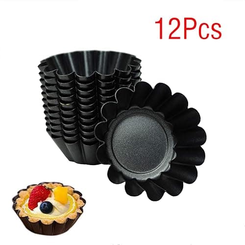 Proshopping 12 Pack Mini Tart Pan, Non-stick Carbon Steel Tart Molds, Pie Mould, Muffin Cupcake Pudding Maker - for Pies, Chinese Tart, Cakes (Size 2.6"x0.9") thumbnail 7