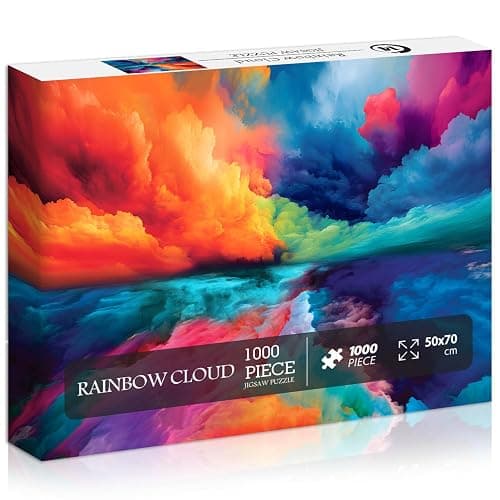 Impossible Puzzles for Adults 1000 Piece, Hard Difficult Jigsaw Puzzles for Adults Painting, Gradient Rainbow Colorful Challenging Puzzles for Adults Teens - Image 1