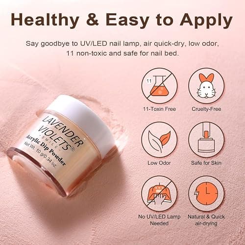 Lavender Violets 12Pcs Dip Powder Nail Kit - 6 Nude Pink Neutral Colors Dipping Powder System with Base & Top Coat Activator for French Manicure at Home M204 thumbnail 5