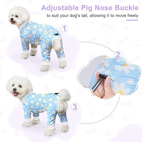 Bienbee Dog Pajamas, 4 Pack Cute Soft Dog Puppy Clothes Dogs Pjs Onesies Jammies Outfit Adjustable Breathable & Stretchy Clothes for Small Medium Large Dogs Girl Boy Puppy-S thumbnail 4