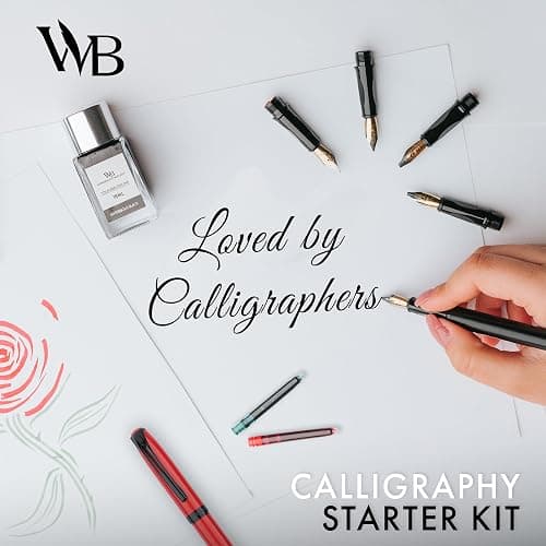 Wordsworth and Black Calligraphy Pen Set - Black - Includes 2 Calligraphy Pens, 18 ML Ink Bottle, 60 Ink Cartridges, Ink Refill Converter, 1 Medium and 4 Broad Nibs, Brush Pen thumbnail 5