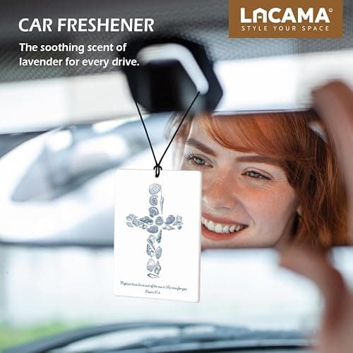 Lacama Blue Beachy Christian Car Air Freshener 3Pcs, Coastal Whale Shell Conch Cross Bible Verse Cars Scents Air Freshener for Women Girls Gifts, Beach Car Accessories Interior Mirror Decor Hanging thumbnail 2