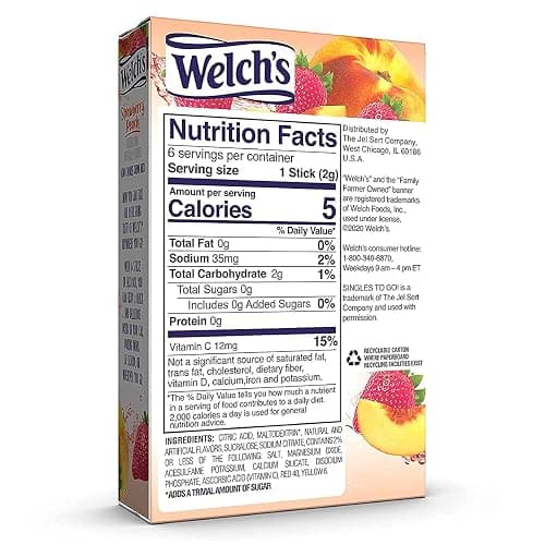 Welch's Strawberry Peach Singles To Go Drink Mix, 0.48 OZ (Pack of 4) thumbnail 2