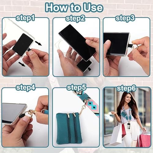 XANGNIER Clip and Go Strap for Phone with Wallet Crossbody, Phone Strap with Zippered Wallet, Adjustable Anti Theft Cellphone Lanyard for Women, Cellphone Chain Accessories,Multicolor 8 thumbnail 8