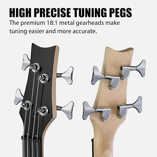 Ktaxon 4 String Electric Bass Guitar, Full Size Standard Right Handed Rosewood Fingerboard Beginner Kit with Cable Wrench Tool (Black) thumbnail 2