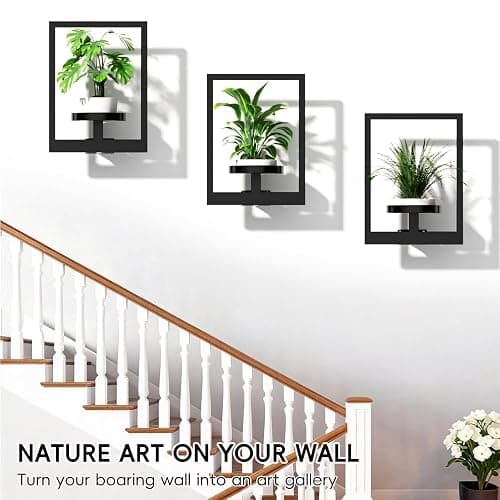 ALACOO Hanging Planters for Indoor Plants - Decorative Plant Frame & Sturdy Metal Wall Decor, Space Saving Wall Plant Holder for Living Room, Bedroom, Balcony, Office (Square-Black, 2Pcs) thumbnail 4