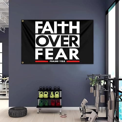 Faith Over Fear Flag 3x5 Ft Christian Jesus Flags Inspirational Gym Flags for Home Motivational Gym Wall Fitness Decor And College Dorm Room Bedroom Office Sign Banner Decor thumbnail 5