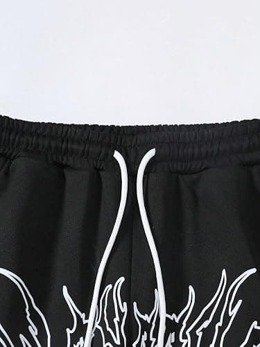 WDIRARA Men's Graphic Printed Stacked Sweatpants Flared Leg Y2K Drawstring Waisted Casual Jogger Pants with Pockets thumbnail 3