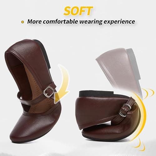 Womens Mary Janes Flats Shoes Ballet Flats Black Dress Shoes,Memory Foam Insole,Soft Synthetic Leather,with Strap thumbnail 5