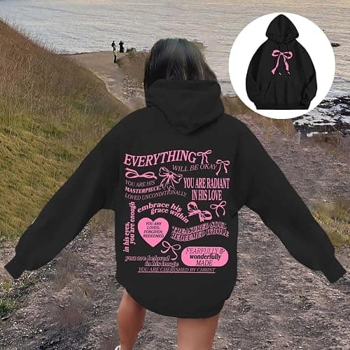 BJUTIR Sweatshirt for Women Trendy Cute Bow Hoodie Long Sleeve Preppy Casual Lightweight Hoodies Pullover thumbnail 2