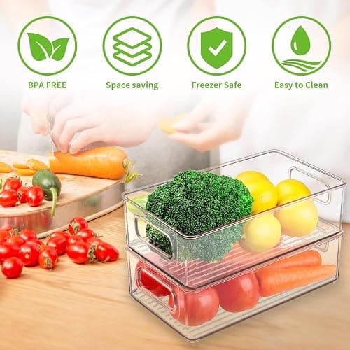 Diwoker Boite de Rangement Frigo Transparent, Empilable Organisateur Frigo pour Le Réfrigérateur, la Cuisine, Le Garde-Manger, Les Armoires et Les Comptoirs (9 Pièces) thumbnail 4