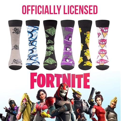 FORTNITE Fun: 6-Pack High Socks for Boys and Teens – Vibrant Gaming Designs, Comfortable Fit, Durable Materials thumbnail 3