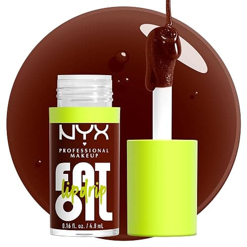NYX PROFESSIONAL MAKEUP Fat Oil Lip Drip, Moisturizing Lip Oil Gloss, Vegan Tinted Formula, Up to 12 HR Hydration - Status Update (Rich Chocolate) thumbnail 9