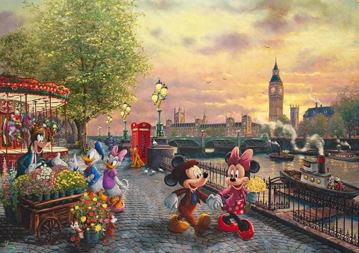 Schmidt Spiele 58044 Thomas Kinkade, Disney, Topolino e Minnie di Londra, Puzzle da 1000 Pezzi thumbnail 2
