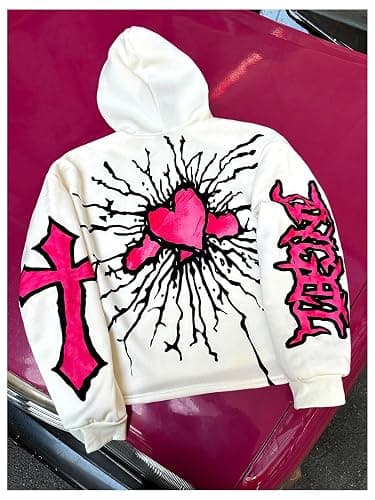 SOLY HUX Men's Y2k Hoodie Graphic Hooded Sweatshirt Pullover Grunge Tops Hip Hop Streetwear thumbnail 2
