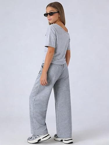 Kxuryueo Teen Girls Clothes Off the Shoulder Top and Wide Leg Pants Matching Outfit Set with Pockets Size 7-16 thumbnail 6