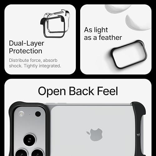 Arc Pulse Compatible with iPhone 17 Pro Phone Case (2025), Minimalist Protective Shock Absorption Aerospace Grade Aluminum Shells + Elastomer Inlays Easy Fit 6.3 inch (Aluminum Matte Black) thumbnail 6