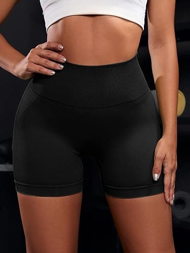 OVESPORT 3 Piece Workout Shorts for Women Seamless Scrunch Butt Lifting High Waisted Yoga Gym Booty Running Short Pants thumbnail 2