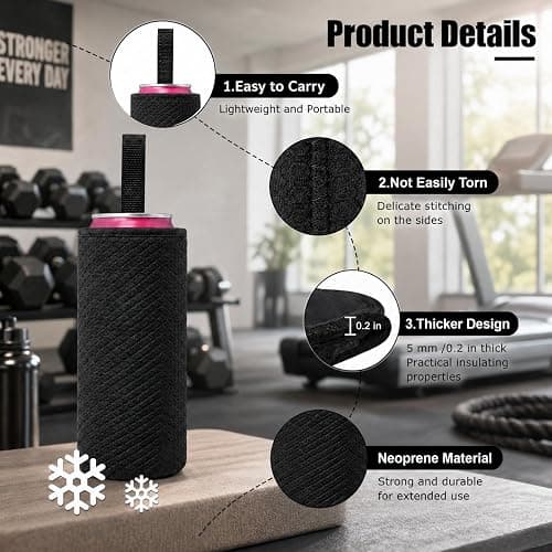 Slim Can Koozie for Alani Nu 12oz Energy Drinks, Quilted Neoprene Insulated Can Cooler Sleeve with Carry Strap, Sweat Proof Can Holder for Slim Tall Beverage Cans thumbnail 5