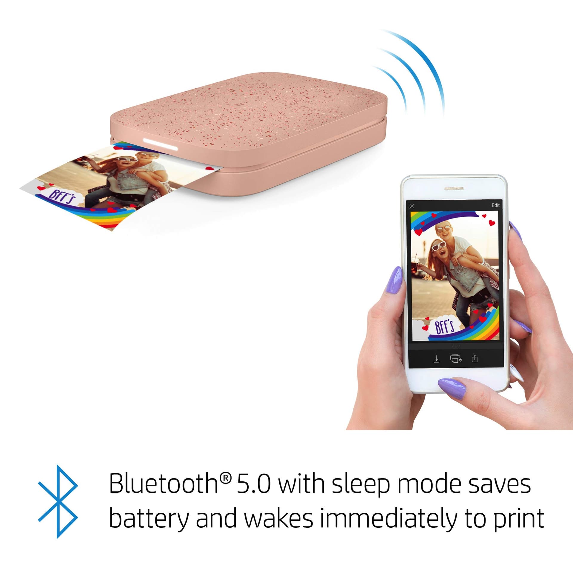 HP Sprocket 2x3" Instant Smartphone Foto Printer - Draagbare Kleurrijke Draadloze Mobiele Printer - Zink Plakfoto's 2x3” - Printen vanaf iOS & Android met Bluetooth en Fun App - Roze thumbnail 4
