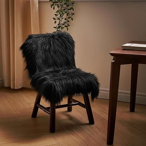 Faux Fur Fluffy Crafts Fabric 23.6x59 inch Black, Long Pile Shaggy Fur Fabric for Costume, Halloween Decoration, Home Sewing, Craft Arts Supply, Upholstery, Christmas Plush Furry Material thumbnail 3