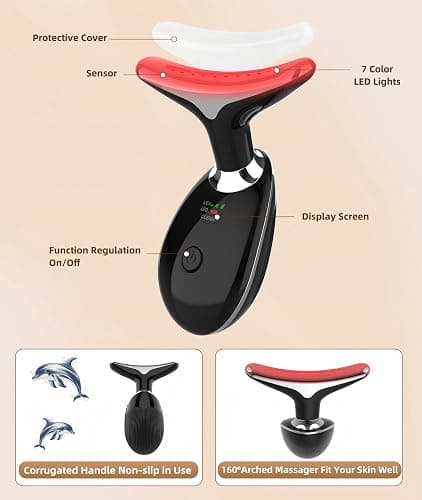 ELISHINE Red-Light-Therapy-for-Face and Neck, 7 Color Light Based Facial Massager, Portable Skin Care Tool (Black) thumbnail 5