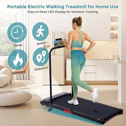 Portable Walking Pad Treadmill with Incline, 0.6-7.6MPH Mini Walking Treadmills for Home Small,3.0HP Electric Under Desk Treadmill for Exercising, Small Treadmills with Handle Bar, 350 LB Capacity thumbnail 3
