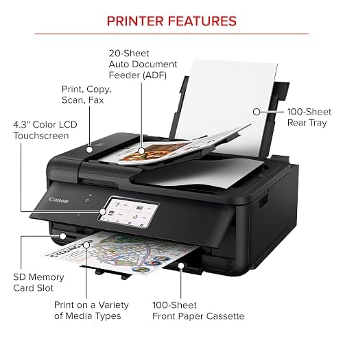 Canon PIXMA TR8620a - All-in-One Printer Home Office|Copier|Scanner|Fax|Auto Document Feeder | Photo, Document | Airprint (R), Android, Black, Works with Alexa thumbnail 2