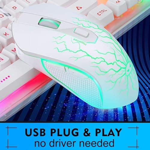 Gaming Keyboard and Mouse Combo, K1 RGB LED Backlit Keyboard with 104 Key for PC/Laptop(White) thumbnail 2