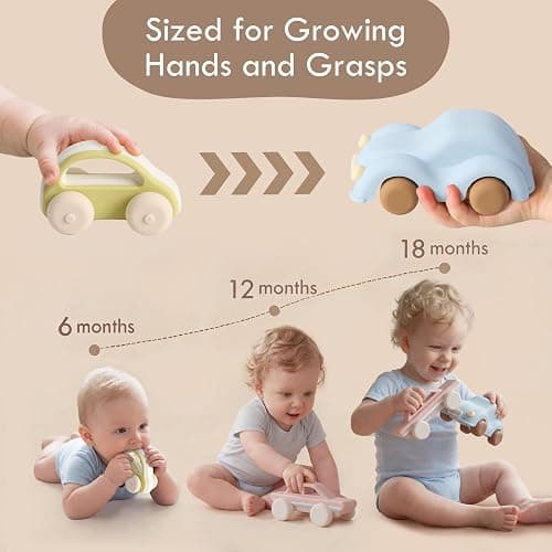Moonkie Food Grade Silicone Toy Cars for Babies & Toddlers, Push and Go Baby Car Toys 6–12 Months, Hollow Design Infant Toys, Baby Teething Toys 4–6 Months, Birthday Gifts for Boys & Girls, 3 Pack thumbnail 7