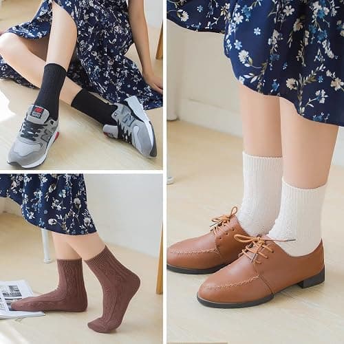 Mcool Mary Womens Crew Socks, Casual Knit Cotton Comfy Breathable Cool Dress Socks for Girls 6 Pack thumbnail 2