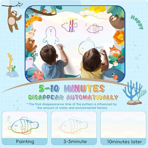 bemece Water Doodle Mat 40 x 32 Inches Aqua Painting Drawing Mat Mess Free Learning Toy Mat Early Education Gifts for Kids ChildrenToddlers Aged 3 4 5 6 7 Years Old thumbnail 4