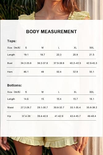 OUGES 100% Cotton Pajamas for Women 2 Piece Ruffle Tank Top and Shorts Cute Bridal Pjs Soft Sleepwear Lounge Set with Pockets thumbnail 7