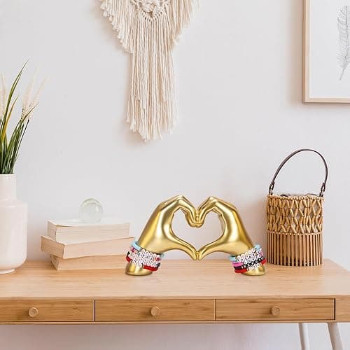 DOVDOV Heart Hand Sculpture, Gold Shelf Decoration Aesthetics for Room Bookshelf Coffee Table Dining Table Centerpiece, Birthday Gift and Memorial Gift for Women, Girlfriend Girls Mom. thumbnail 5