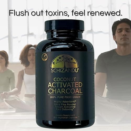 Schizandu Activated Coconut Charcoal Capsules – Vegan, Organic, Non-GMO, No Additives – 210 Count, X-Large Bottle thumbnail 5