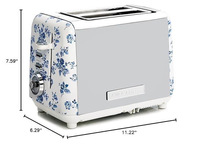 VQ Laura Ashley China Rose Stainless Steel 2 Slice Toaster | Multi-Functional Bagels & Bread Toaster 2 Slice with Adjustable Heating & Defrost Mode | Featuring 2 Wide Slots & Croissant Warming Rack thumbnail 3