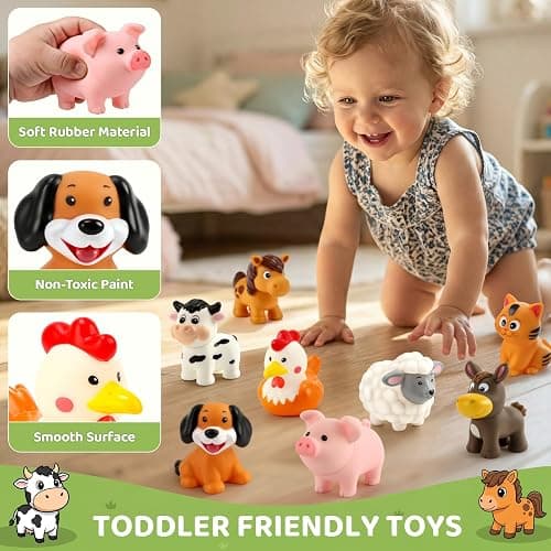 30-Piece Upgraded Farm Animal Big Barn Playset Gifts for Toddlers Christmas | Montessori Learning Toys for 18 Months Olds Girls Boys|Pretend Animal with Tractor Birthday Gifts for 2 Years thumbnail 7
