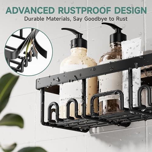 Veken Shower Caddy 6-Pack,Advanced Rustproof Design, No Drilling Adhesive Shelves, Rack with Soap Holder, Large Capacity Bathroom Organizers and Storage, Wall-Mounted Kitchen & Home Decor thumbnail 4