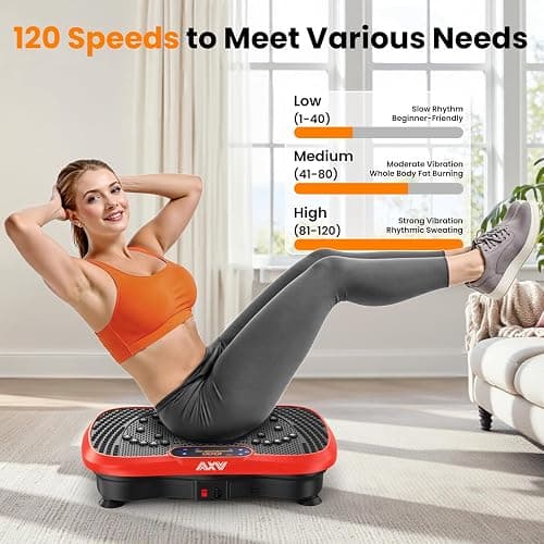 AXV Vibration Plate Fitness Platform Exercise Machine Vibrating Shaking Full Body Shaker Workout Vibrate Stand Shake Board Sport Gym for Weight Loss Fat Burner for Women Men thumbnail 5