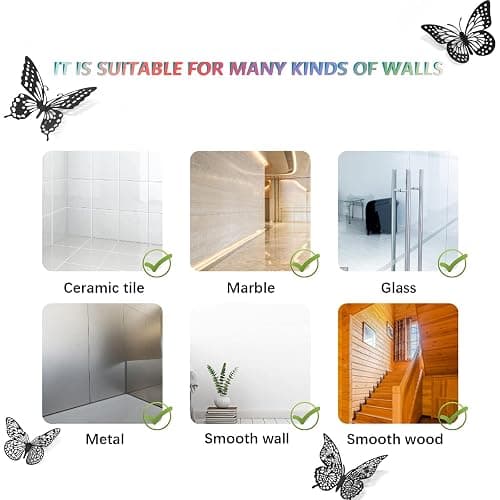 SAOROPEB 3D Butterfly Wall Decor - 48 Pcs, 4 Styles, 3 Sizes - Gold Butterfly Decorations for Birthday and Party Cake Decorations - Removable Stickers (Black) thumbnail 8