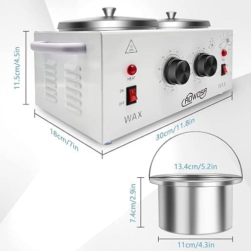 Professional Waxing Kit Wax Warmer Double Pot Wax Heater Machine for Hair Removal, Large Waxing Pot for Spa Salon Beauty Esthetician Home, with Adjustable Temperature Set, 50 Stick & 20 Collar(White) thumbnail 9
