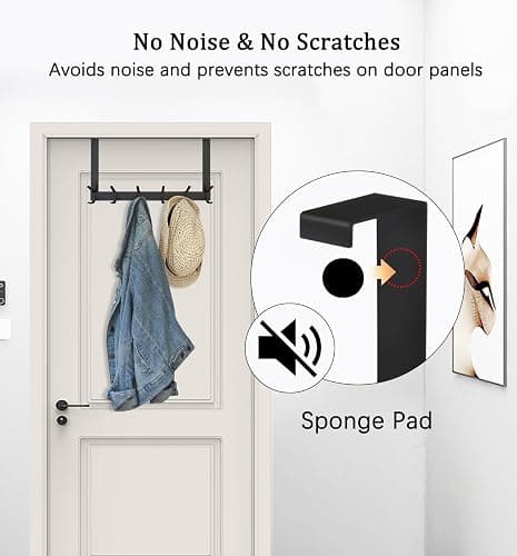 DOKU Over The Door Hook, Heavy Duty Over Door Hanger Holder for Coat Robe Hat Clothe Towels Hanging, Bathroom Organizer Towel Rack 12 Hooks, Matte Black thumbnail 4