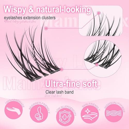 Wispy Lash Clusters Natural 8-14MM Eyelash Clusters CC Invisible Band Short Curly Cluster Eyelash Extensions DIY Versatile Eye Lashes Clusters Extension by MAMZY LUXE thumbnail 5