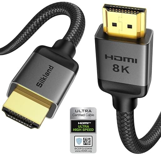 Silkland Certified HDMI 2.1 Cable, [4K@240Hz 144Hz 120Hz, 8K@60Hz] 1440P Ultra High Speed HDMI Cable 48Gbps (Upgrade Braided), HDR10+, eARC, HDCP 2.3, Compatible for Xbox/PS5/PS4/Roku TV-6.6ft - Image 1
